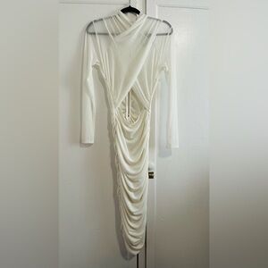 Chic Long Sleeve White Dress